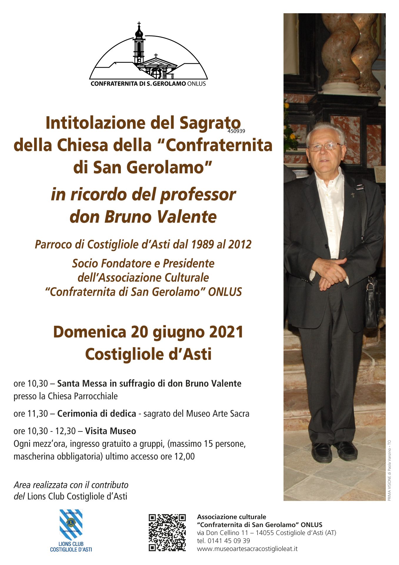 Intitolazione del Sagrato della Chiesa della “Confraternita di San Gerolamo” in ricordo del professor don Bruno Valente